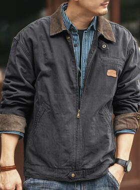 复古短款工装翻领夹克 Ander Jurnal男美式做旧外套