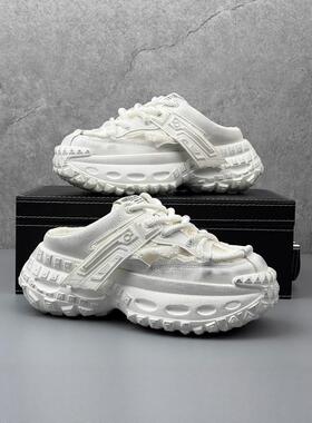 配什么都好看~CKL Backup!春秋新款半拖透气老爹鞋男厚底时尚增高