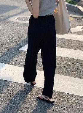 吴小姐韩国正品vegetable蔬菜家休闲宽松紧腰防晒飘飘阔腿长裤女