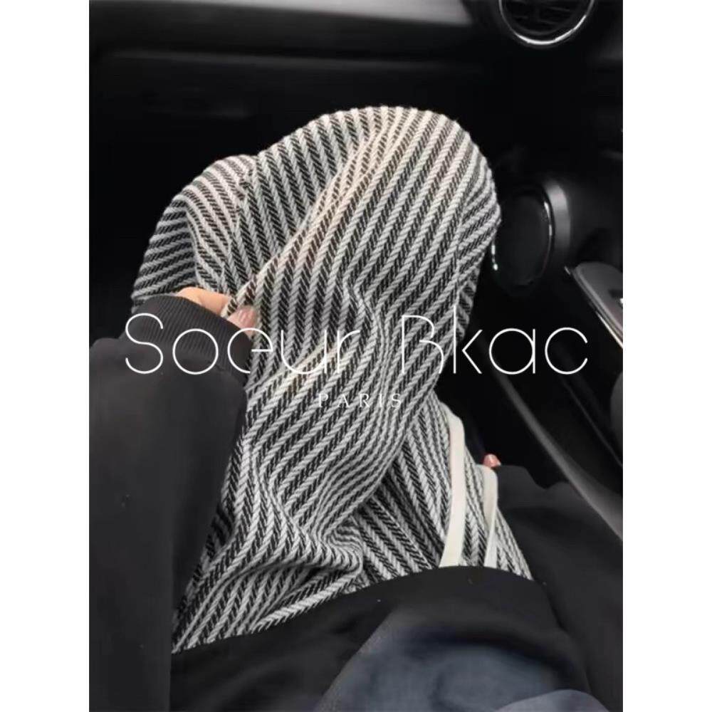 法国SOEUR BKAC法式秋冬高级百搭竖条纹毛呢裤子加绒时尚直筒裤女