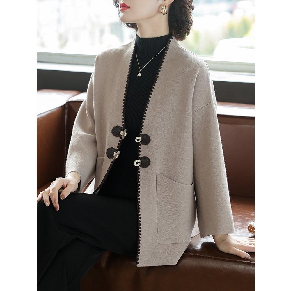 CVY中老年女装针织外套2025秋冬新款妈妈洋气高贵风衣女气质上衣