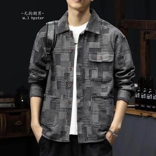 工装 男秋冬宽松大码 BIAS潮牌高端重磅复古牛仔衬衫 夹克 neith