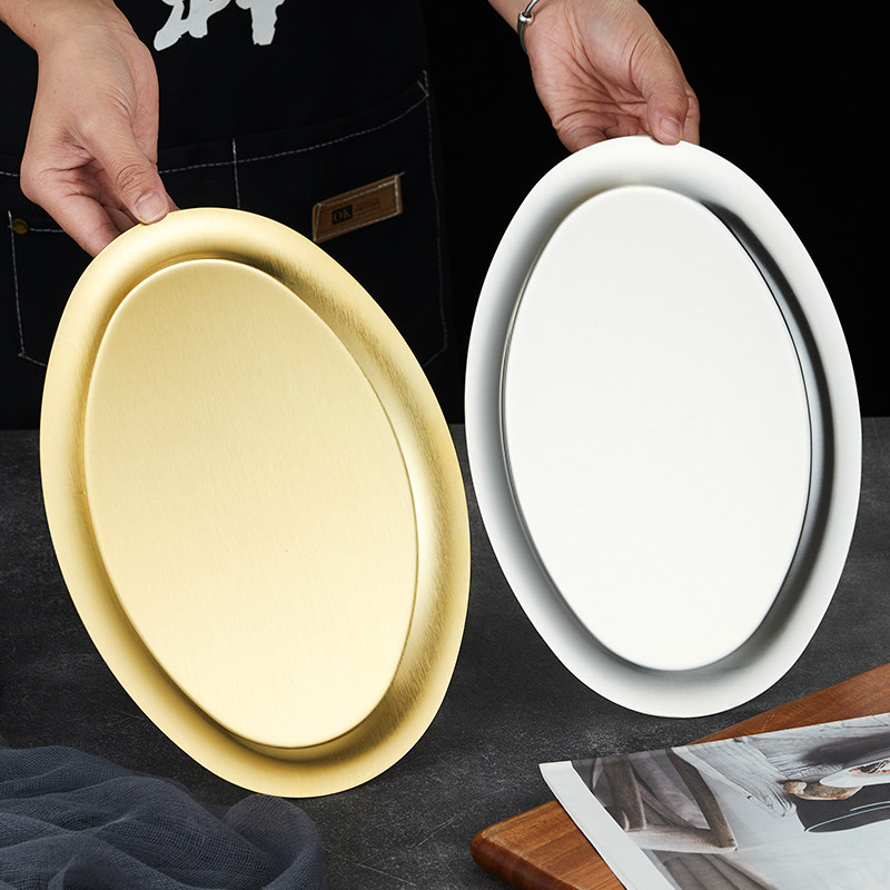 不锈钢旦碟加深加厚蛋形盘子牛肉蒸鱼盘椭圆盘子菜盘肠粉盘烧烤盘,餐饮具,盘,淘宝优惠券,粉丝福利购,淘宝优惠卷