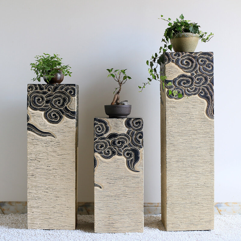 石头柱子墩圆柱花岗岩石柱石雕祥云柱拴马桩装饰石头青石仿古柱子