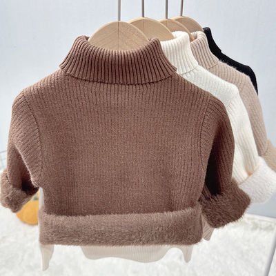 男女童加绒高领毛衣冬季新款儿童一体绒打底衫宝宝针织衫保暖上衣