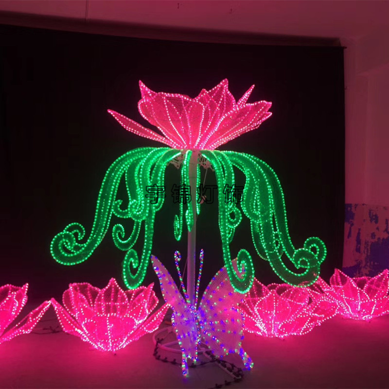 新款LED仿真荷花造型灯 户外荷花园林景区动态真荷花造型灯