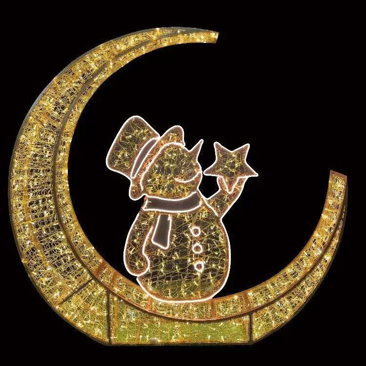 圣诞大型LED发光月亮造型装饰 商场节日美陈场景布置拍照打卡道具