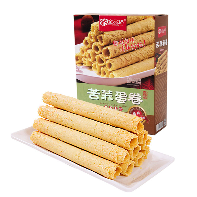 金品福无添蔗糖食品200g芝麻蛋卷休闲零食中老年人食品营养糕点