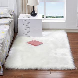 现代简约仿羊毛地毯卧室床边地垫家用长毛地毯客厅茶几可机洗