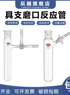 具支磨口反应管 玻璃反应试管 schlenk管四氟节门  反应瓶10/25/50/100/250ml