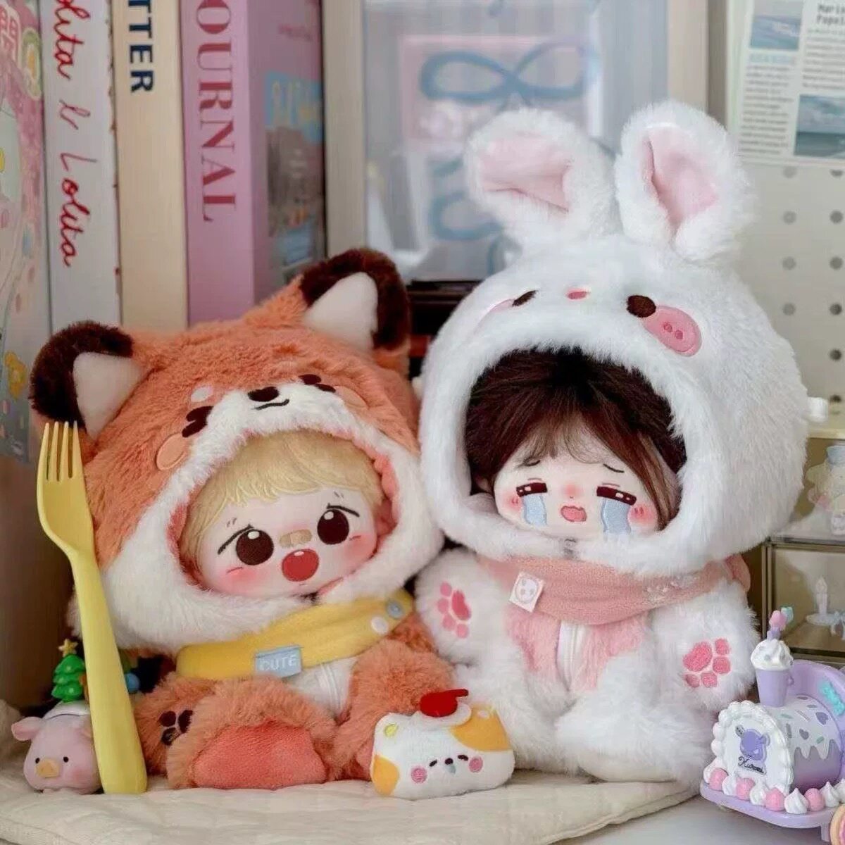 thumbnail for Baby Doll Jumpsuit 20cm Fox Rabbit Plush Toy Cotton Doll Dress-Up Small Animal Cute Plush Doll