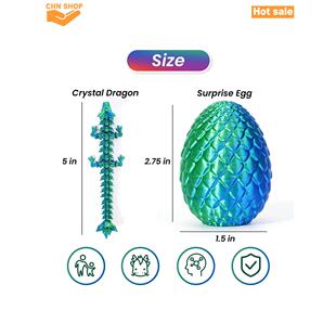 Dragon Toy Easter Inside Fidget with Printed Eggs