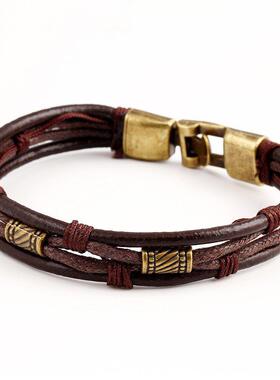 Bracelet Multilayer Leather bangle wristlet外贸欧美风手炼新