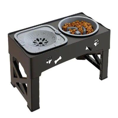 Elevated Slow Feeder Raised Dog Bowl With Adjustable Stand