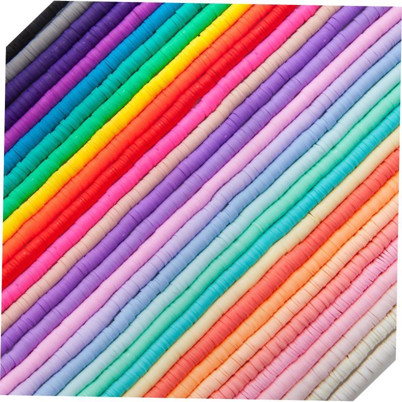 350pcs 6mm Flat Round Polymer Clay Beads, Loose Spacer