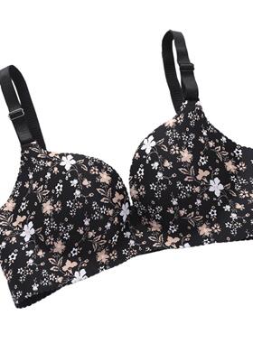 Women Flower Print Seamless Bra Sexy Lingerie小胸聚拢内衣