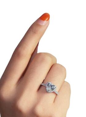 Heart Rings for Women Silver Color Bridal Jewelry Cubic Ring
