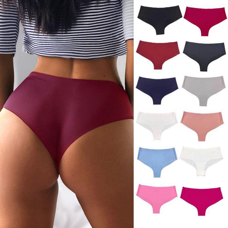 大尺码无痕冰丝纯棉裆内裤一片式速干 干女士三角裤Ice Silk Unde