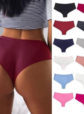 大尺码无痕冰丝纯棉裆内裤一片式速干 干女士三角裤Ice Silk Unde