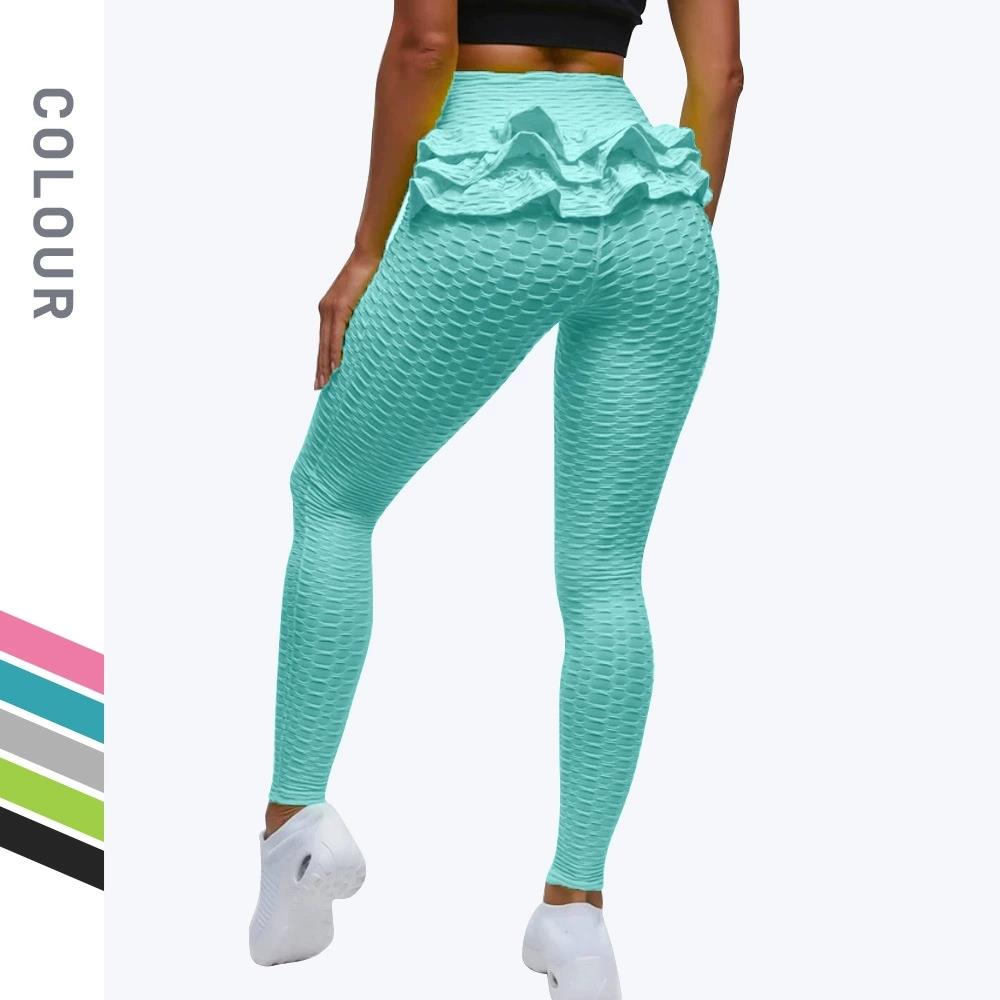 提花泡泡瑜伽裤高腰提臀瑜伽裤紧身大码吸汗透气运动健身打底裤女