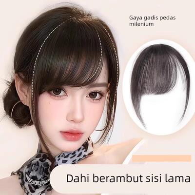 Oblique bangs wig piece simulates natural hair with fake ba