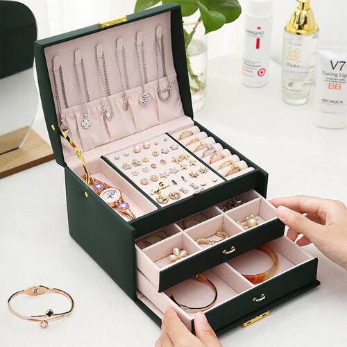 1PC, lock arch three-layer jewelry box, suitable for all kin