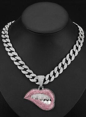 Sexy Lips Hip Hop Cuban Chain Necklace 嘴唇嘻哈古巴链项链