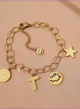 Gold Color Multilayer Cross Charm Bracelet For Women Street
