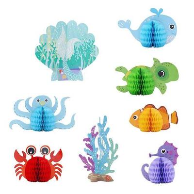 8 Pcs Ocean Honeycomb Theme Party Decorations Birthday