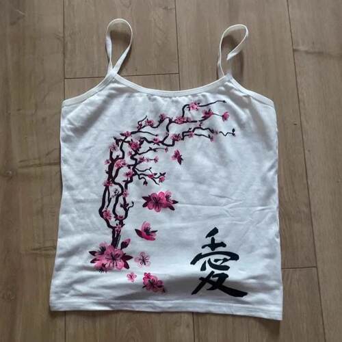Female floral pattern sexy slim fit printed tank top
