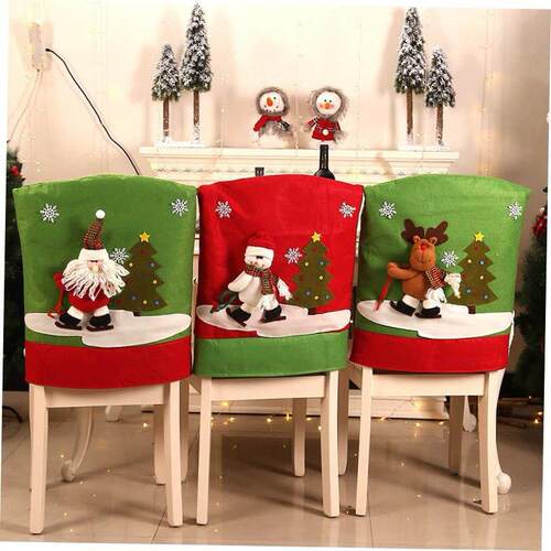 Christmas Chair Covers Mr and Mrs Santa Claus Chair Back