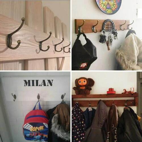 5Pcs Retro Hooks Wall Mounted Dual Coat Rack Coat Copper Clo