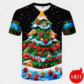 Santa Print Fashion Summer Christmas Cute Merry Shirt