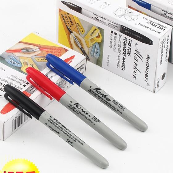 12pcs Black Permanent Marker Pens, Fine Tip, Waterproof, Qui