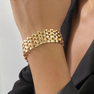Punk Wide Lattice Thick Chain Bracelets for Women ndy Chunky