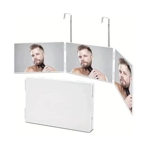 Retractable Adjustable Hanging Three Mirrors Makeup Folding