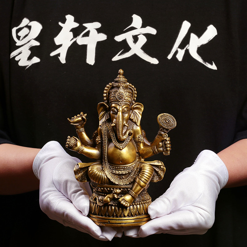 纯铜象鼻财神 象神摆件 天目象 泰式家居桌面车载装饰招财摆件