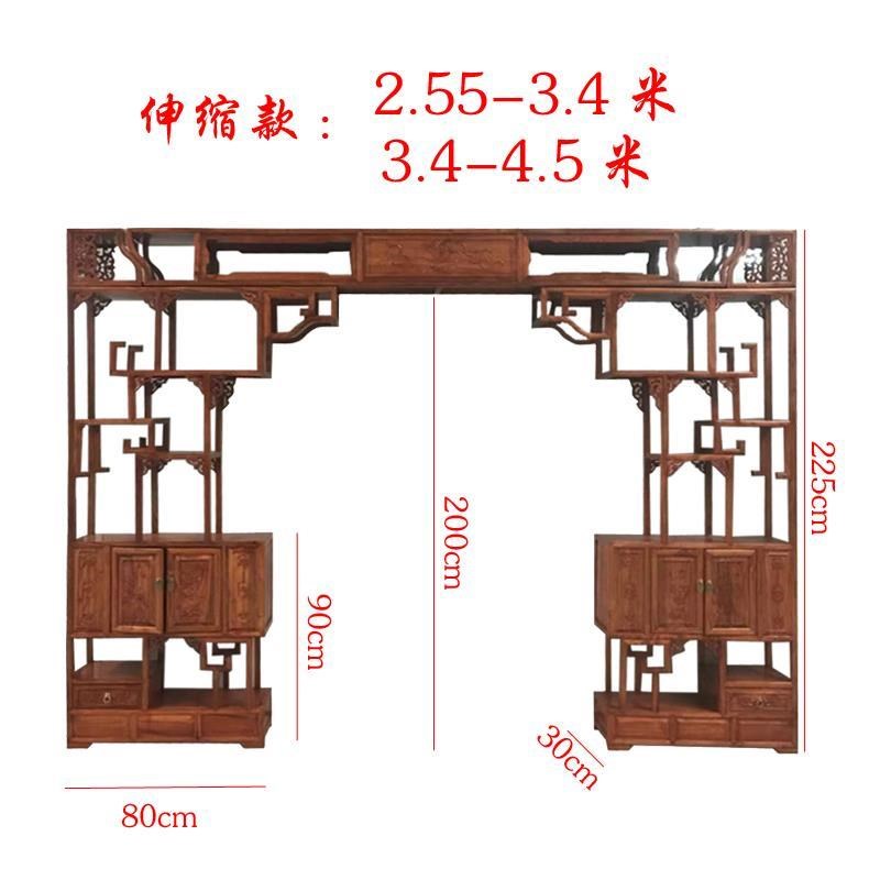 博古架榆木门明清仿古家具中式实木双圈月洞门厅隔断尺寸可定做