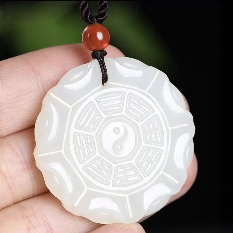臻品-太极八卦八宝莲花手工雕刻车载挂饰民族风驾车个人用品