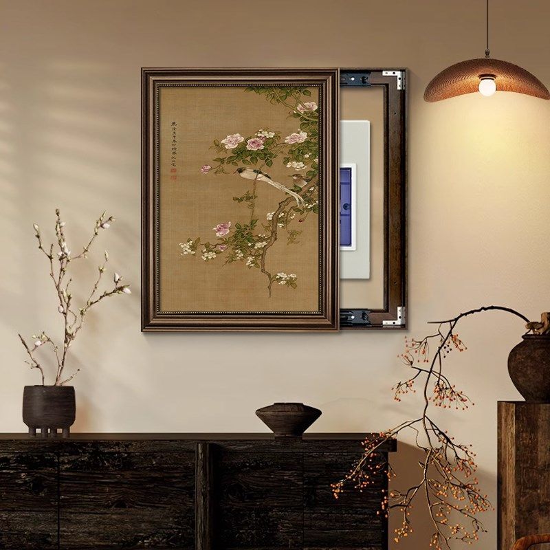 精选中古风电表箱装饰画免打孔2025年新款入户门遮挡配电箱电闸盒,家居饰品,现代装饰画,淘宝优惠券,粉丝福利购,淘宝优惠卷