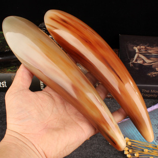 精选天然白牦牛角刮痧筒大号按摩板茶勺足底点穴棒全身通用拨经拔