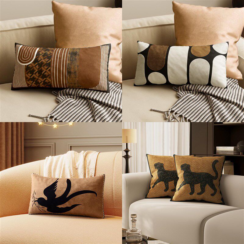 精选中古风长条抱枕轻奢高级感客厅沙发靠枕中式靠背长方形含芯靠