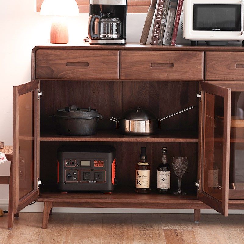 精选北美黑胡桃木餐边柜一体靠墙客厅储物柜餐厅柜子置物柜实木茶,住宅家具,餐边柜,淘宝优惠券,粉丝福利购,淘宝优惠卷