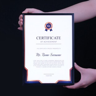 精选黑色a4荣誉奖状框框金属裱相框画框a3展示框框架定制