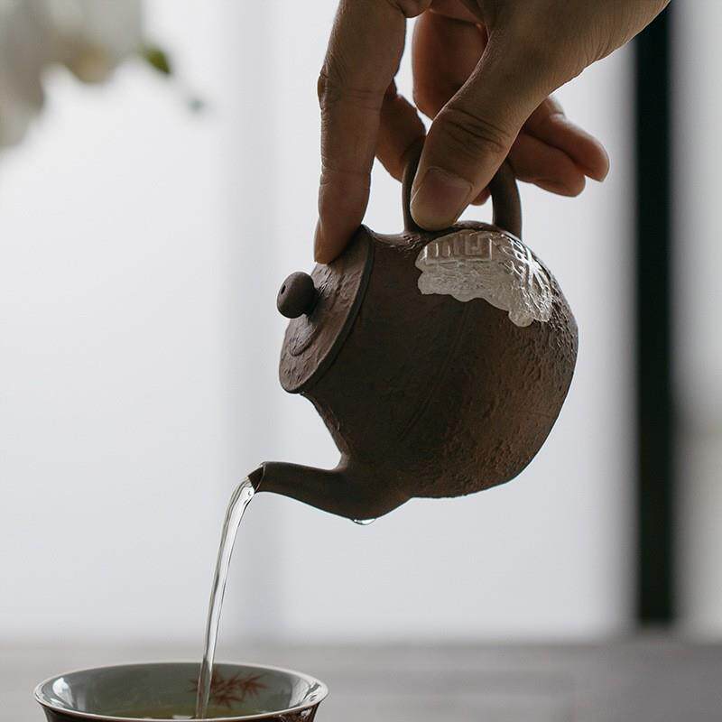台湾老岩泥手工鎏银茶壶长乐壶陶瓷泡茶壶家用中式功夫茶具
