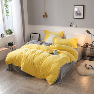 精选冬季加绒加厚珊瑚绒被套单件双面法兰绒毛紫色床单被罩两件套