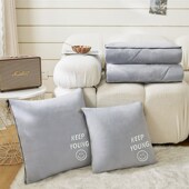 冬季 抱枕被子两用珊瑚绒刺绣车载办公室午睡多功能靠枕头毯子定制