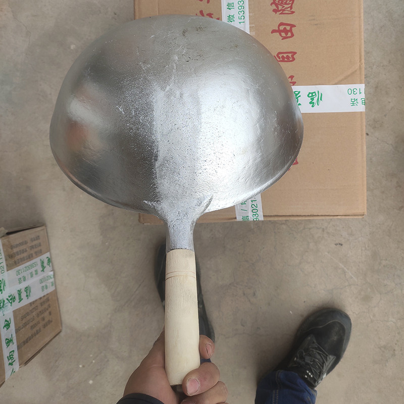兰州拉面 铝炒锅 手工铸造结实木柄不生锈炒锅无黑色 炒勺子包邮
