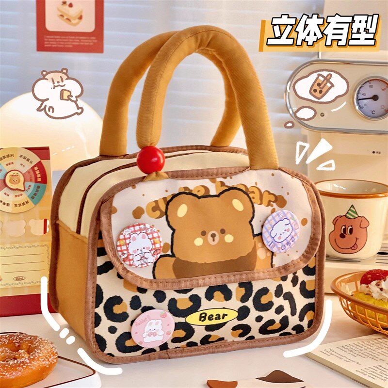 可爱手提便当包保温铝箔多口袋学生上班族午餐包收纳包饭盒袋冬季