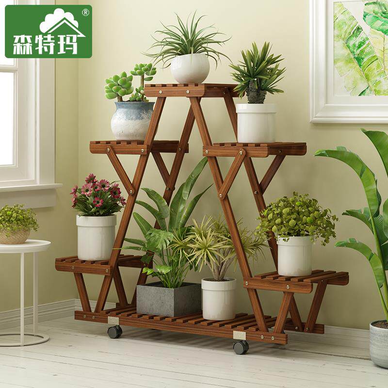 花园置物架落地式花架子多层室内外实木质客厅阳台防腐多肉盆栽架